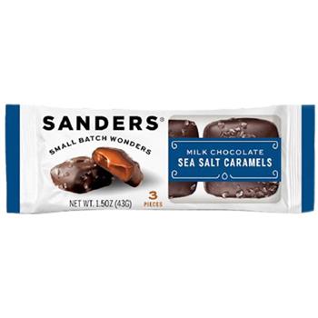 Sanders Milk Chocolate Sea Salt Caramels, 1.5 oz, 20/Pack, 6 Packs/Case