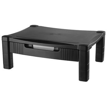 Kantek Height-Adjustable Stand with Drawer, 17 x 13 1/4 x 3 to 6 1/2, Black