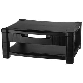 Kantek Two Level Stand, Removable Drawer, 17 x 13 1/4 x 3-1/2 to 7, Black