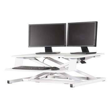 Kantek Desktop Riser Workstation Sit To Stand White, Up to 24&quot; Screen Support, 5.3&quot; H x 35&quot; W x 24&quot; D, White