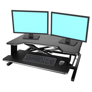 Kantek Desktop Riser Workstation Sit To Stand Black, 5.3&quot; Height x 35&quot; Width x 24&quot; Depth, Desktop, Black