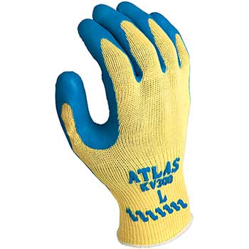 SHOWA Cut Resistant Gloves, Natural Rubber, Large, Blue, 12/PK