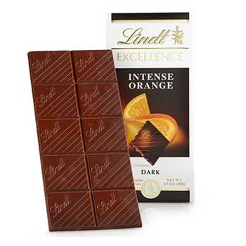 Lindt Excellence Intense Orange Bar, 3.5 oz., 12/BX, 12 BX/CS