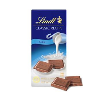 Lindt Milk Chocolate Bar, Classic Recipe, 4.4 oz, 12 Bars/Box