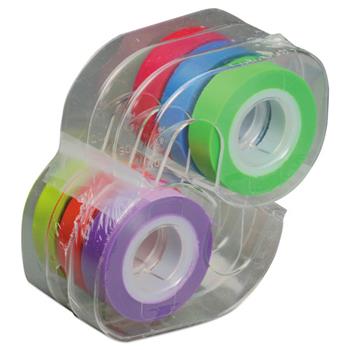 LEE Removable Highlighter Tape, 0.5&quot; x 720&quot;, Assorted, 6/PK