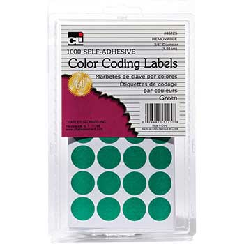 Charles Leonard, Inc. Color Coding Labels, Green, 1000/PK