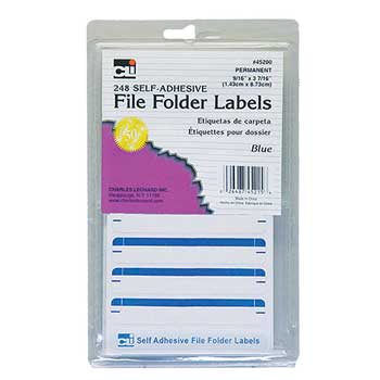 Charles Leonard, Inc. File Folder Labels, 9/16&quot; X 3-7/16&quot;, Blue