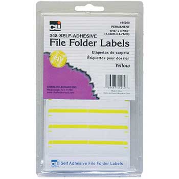 Charles Leonard, Inc. File Folder Labels, Yellow, 248/PK