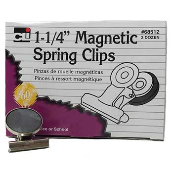 Charles Leonard, Inc. Spring Clips, Magnetic, 1 1/4&quot;, 24/BX