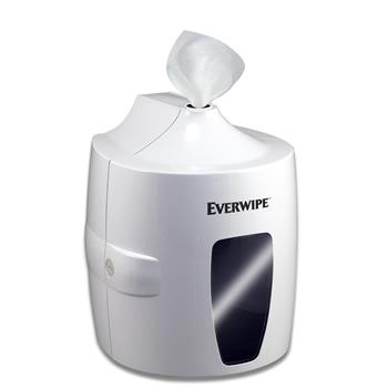 Everwipe Wall Mount Center Pull Wet Wipe Dispenser, Plastic, White With Smoke Window