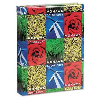 Mohawk Fine Color Copy Paper, 94 Bright, 24 lb, 8.5&quot; x 11&quot;, Bright White, 500 Sheets/Ream, 10 Reams/Carton