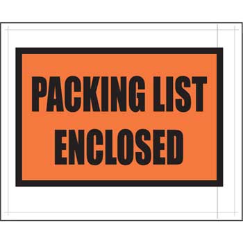 W.B. Mason Co. Labels, Packing List Enclosed, Full Front, Orange, 4-1/2 in x 5-1/2, 1000/CT