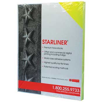 Spinnaker Starliner Pressure Sensitive Vellum Paper, 60 lb, 8.5&quot; x 11&quot;, Yellow, 100 Sheets/Pack