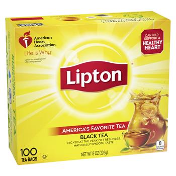 Lipton Tea Bags, Regular, 100/BX