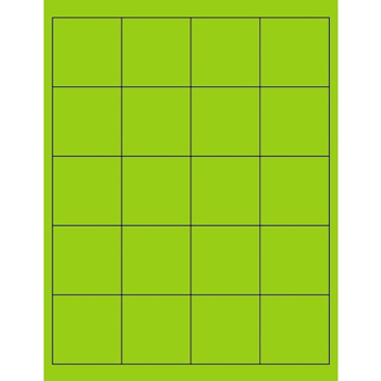 W.B. Mason Co. Rectangle Laser Labels, 2 in x 2 in, Fluorescent Green, 20/Sheet, 100 Sheets/Case
