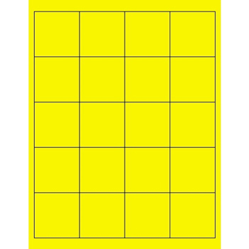 W.B. Mason Co. Rectangle Laser Labels, 2 in x 2 in, Fluorescent Yellow, 20/Sheet, 100 Sheets/Case