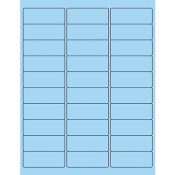 W.B. Mason Co. Rectangle Laser Labels, 2-5/8 in x 1 in, Fluorescent Pastel Blue, 30/Sheet, 100 Sheets/Case