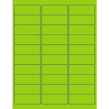 W.B. Mason Co. Rectangle Laser Labels, 2-5/8 in x 1 in, Fluorescent Green, 30/Sheet, 100 Sheets/Case
