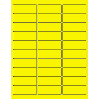 W.B. Mason Co. Rectangle Laser Labels, 2-5/8 in x 1 in, Fluorescent Yellow, 30/Sheet, 100 Sheets/Case