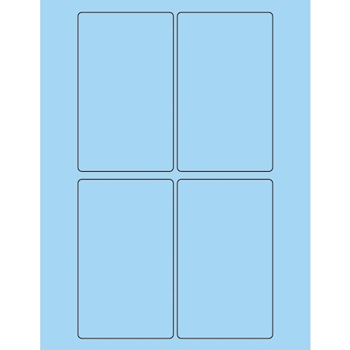 W.B. Mason Co. Rectangle Laser Labels, 3 in x 5 in, Fluorescent Pastel Blue, 4/Sheet, 100 Sheets/Case