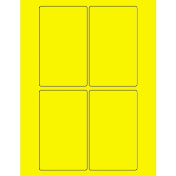 W.B. Mason Co. Rectangle Laser Labels, 3 in x 5 in, Fluorescent Yellow, 4/Sheet, 100 Sheets/Case