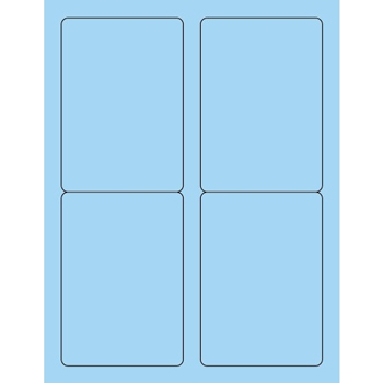 W.B. Mason Co. Rectangle Laser Labels, 3-1/2 in x 5 in, Fluorescent Pastel Blue, 4/Sheet, 100 Sheets/Case