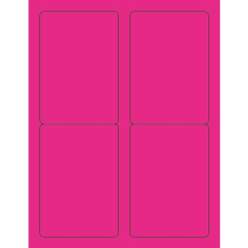 W.B. Mason Co. Rectangle Laser Labels, 3-1/2 in x 5 in, Fluorescent Pink, 4/Sheet, 100 Sheets/Case