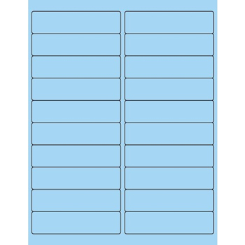W.B. Mason Co. Rectangle Laser Labels, 4 in x 1 in, Fluorescent Pastel Blue, 20/Sheet, 100 Sheets/Case