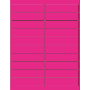 W.B. Mason Co. Rectangle Laser Labels, 4 in x 1 in, Fluorescent Pink, 20/Sheet, 100 Sheets/Case