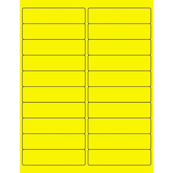 W.B. Mason Co. Rectangle Laser Labels, 4 in x 1 in, Fluorescent Yellow, 20/Sheet, 100 Sheets/Case