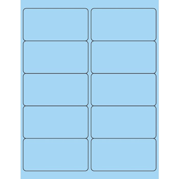 W.B. Mason Co. Rectangle Laser Labels, 4 in x 2 in, Fluorescent Pastel Blue, 10/Sheet, 100 Sheets/Case