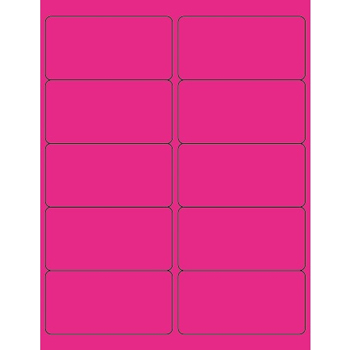 W.B. Mason Co. Rectangle Laser Labels, 4 in x 2 in, Fluorescent Pink, 10/Sheet, 100 Sheets/Case