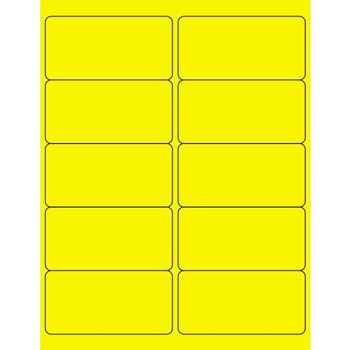 W.B. Mason Co. Rectangle Laser Labels, 4 in x 2 in, Fluorescent Yellow, 10/Sheet, 100 Sheets/Case