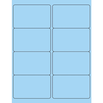 W.B. Mason Co. Rectangle Laser Labels, 4 in x 2-1/2 in, Fluorescent Pastel Blue, 8/Sheet, 100 Sheets/Case