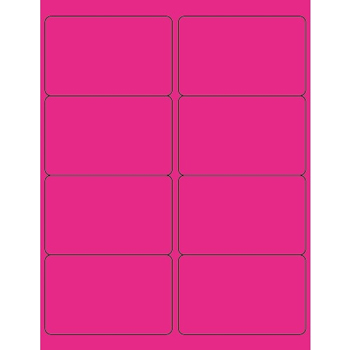 W.B. Mason Co. Rectangle Laser Labels, 4 in x 2-1/2 in, Fluorescent Pink, 8/Sheet, 100 Sheets/Case