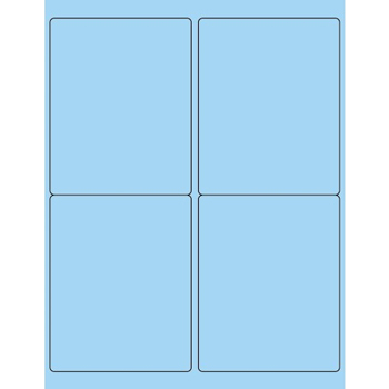 W.B. Mason Co. Rectangle Laser Labels, 4 in x 5 in, Fluorescent Pastel Blue, 4/Sheet, 100 Sheets/Case