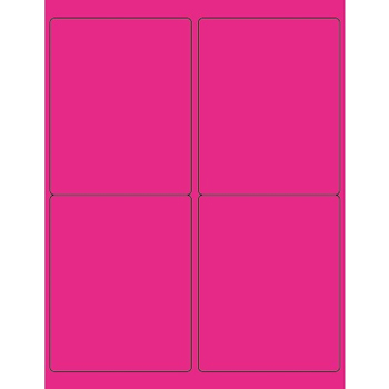 W.B. Mason Co. Rectangle Laser Labels, 4 in x 5 in, Fluorescent Pink, 4/Sheet, 100 Sheets/Case