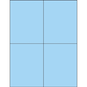 W.B. Mason Co. Rectangle Laser Labels, 4-1/4 in x 5-1/2 in, Fluorescent Pastel Blue, 4/Sheet, 100 Sheets/Case