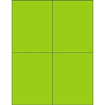 W.B. Mason Co. Rectangle Laser Labels, 4-1/4 in x 5-1/2 in, Fluorescent Green, 4/Sheet, 100 Sheets/Case