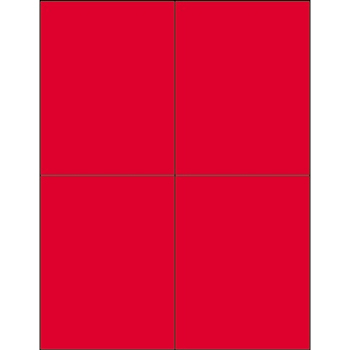 W.B. Mason Co. Rectangle Laser Labels, 4-1/4 in x 5-1/2 in, Fluorescent Red, 4/Sheet, 100 Sheets/Case