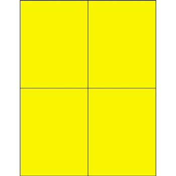 W.B. Mason Co. Rectangle Laser Labels, 4-1/4 in x 5-1/2 in, Fluorescent Yellow, 4/Sheet, 100 Sheets/Case