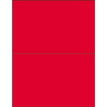 W.B. Mason Co. Rectangle Laser Labels, 8-1/2 in x 5-1/2 in, Fluorescent Red, 2/Sheet, 100 Sheets/Case