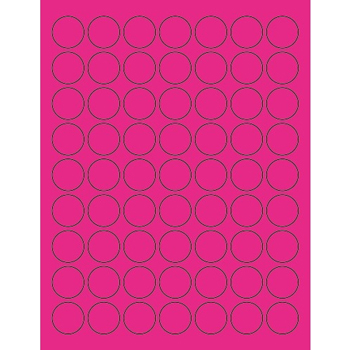 W.B. Mason Co. Circle Laser Labels, 1 in Diameter, Fluorescent Pink, 63/Sheet, 100 Sheets/Case