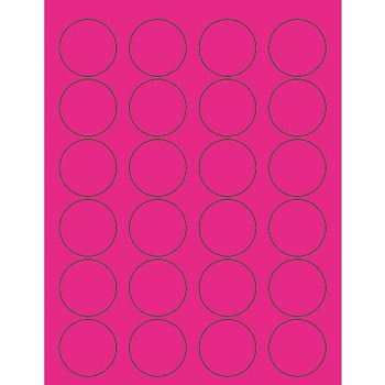 W.B. Mason Co. Circle Laser Labels, 1-5/8 in Diameter, Fluorescent Pink, 24/Sheet, 100 Sheets/Case