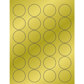 W.B. Mason Co. Foil Circle Laser Labels, 1-5/8 in, Gold, 24/Sheet, 100 Sheets/Case