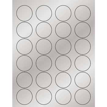 W.B. Mason Co. Foil Circle Laser Labels, 1-5/8 in, Silver, 24/Sheet, 100 Sheets/Case
