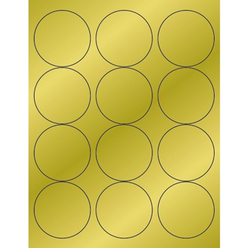 W.B. Mason Co. Foil Circle Laser Labels, 2-1/2 in, Gold, 12/Sheet, 100 Sheets/Case