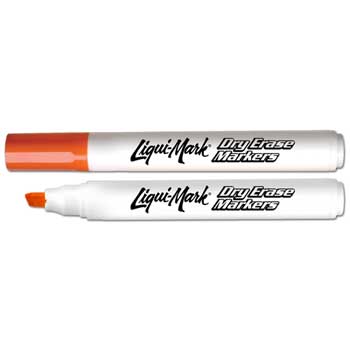 Liqui-Mark Dry-Erase Marker, Low Odor, Broadline, Chisel Tip, Orange