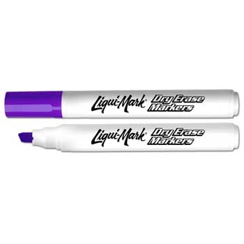 Liqui-Mark Dry-Erase Marker, Low Odor, Broadline, Chisel Tip, Purple