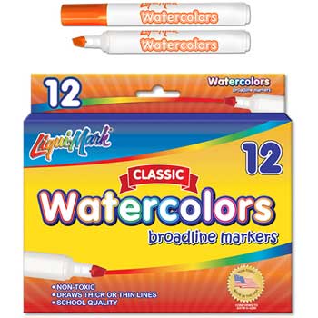 Liqui-Mark Watercolor Markers, Chisel Tip, Orange, 12/DZ